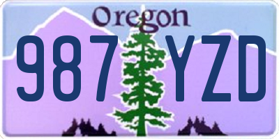 OR license plate 987YZD