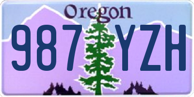 OR license plate 987YZH