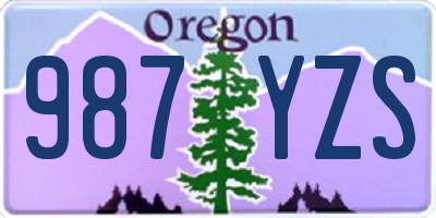 OR license plate 987YZS