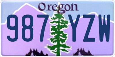 OR license plate 987YZW