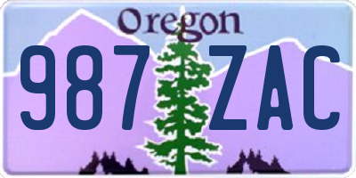 OR license plate 987ZAC