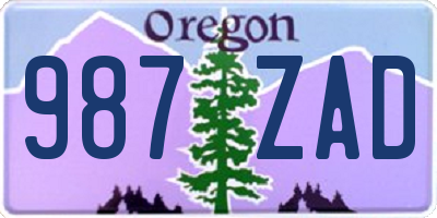 OR license plate 987ZAD