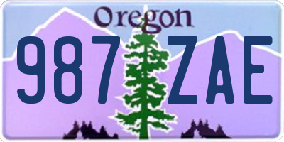 OR license plate 987ZAE