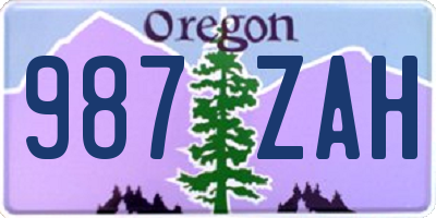 OR license plate 987ZAH