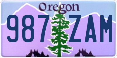 OR license plate 987ZAM