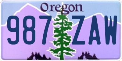 OR license plate 987ZAW