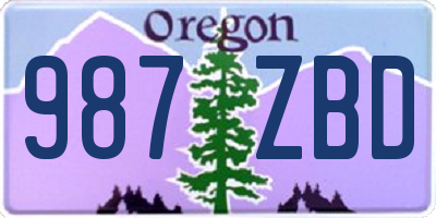 OR license plate 987ZBD