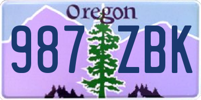 OR license plate 987ZBK