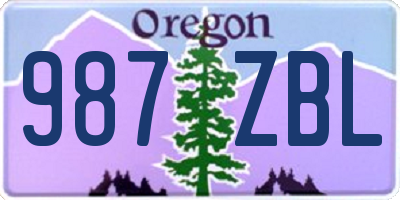 OR license plate 987ZBL