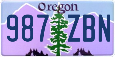 OR license plate 987ZBN