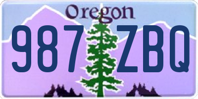 OR license plate 987ZBQ