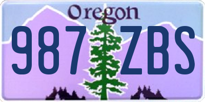 OR license plate 987ZBS