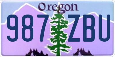 OR license plate 987ZBU
