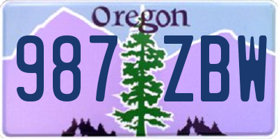 OR license plate 987ZBW