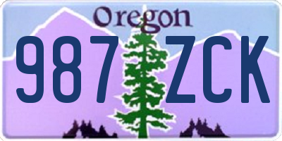 OR license plate 987ZCK
