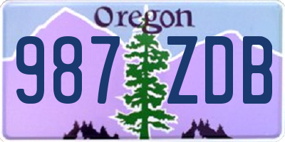 OR license plate 987ZDB