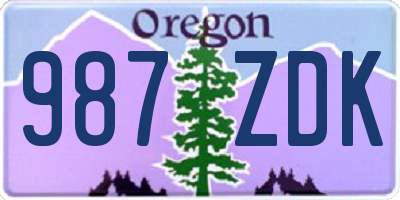 OR license plate 987ZDK