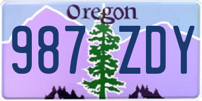 OR license plate 987ZDY