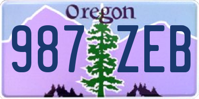OR license plate 987ZEB