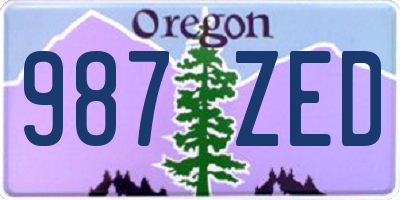 OR license plate 987ZED