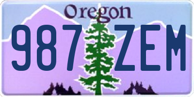 OR license plate 987ZEM