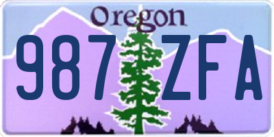 OR license plate 987ZFA