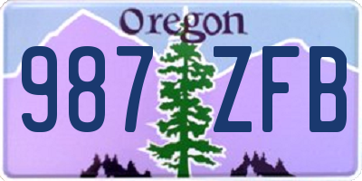 OR license plate 987ZFB