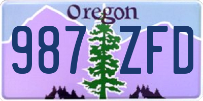 OR license plate 987ZFD