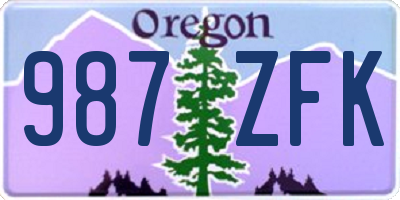 OR license plate 987ZFK