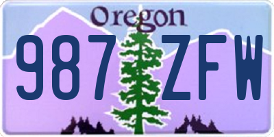 OR license plate 987ZFW