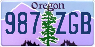 OR license plate 987ZGB