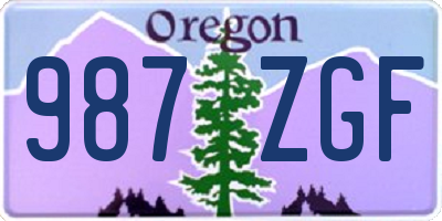 OR license plate 987ZGF