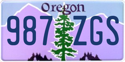 OR license plate 987ZGS