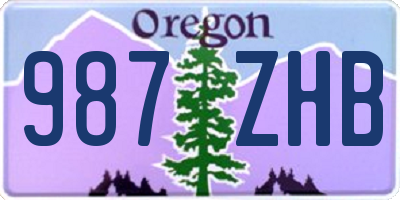 OR license plate 987ZHB
