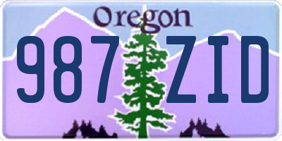 OR license plate 987ZID
