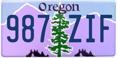 OR license plate 987ZIF