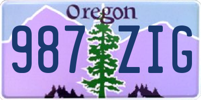 OR license plate 987ZIG