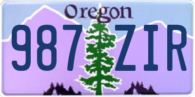 OR license plate 987ZIR