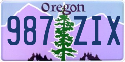OR license plate 987ZIX