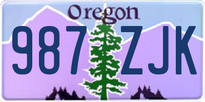 OR license plate 987ZJK