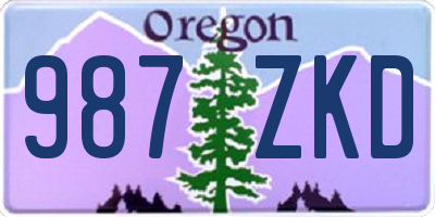 OR license plate 987ZKD