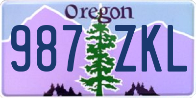 OR license plate 987ZKL