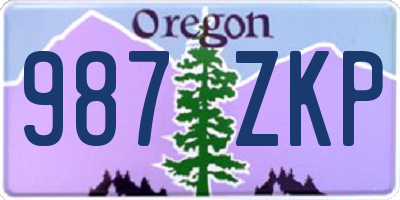 OR license plate 987ZKP