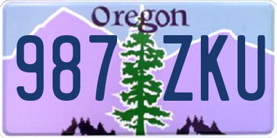 OR license plate 987ZKU