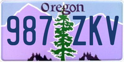 OR license plate 987ZKV
