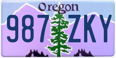 OR license plate 987ZKY