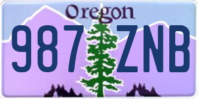 OR license plate 987ZNB