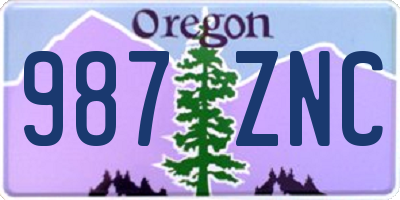 OR license plate 987ZNC