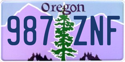 OR license plate 987ZNF