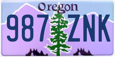 OR license plate 987ZNK